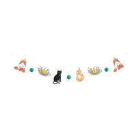 Pawty Animals Cat-Themed Die-Cut Party Banner with Honeycomb Yarn-Ball Accents