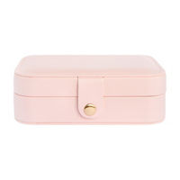 Vegan Leather Jewelry Case with Mirror, Pink, Large