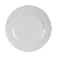 Round Dinner Plate with Beaded Design, White, 11 in