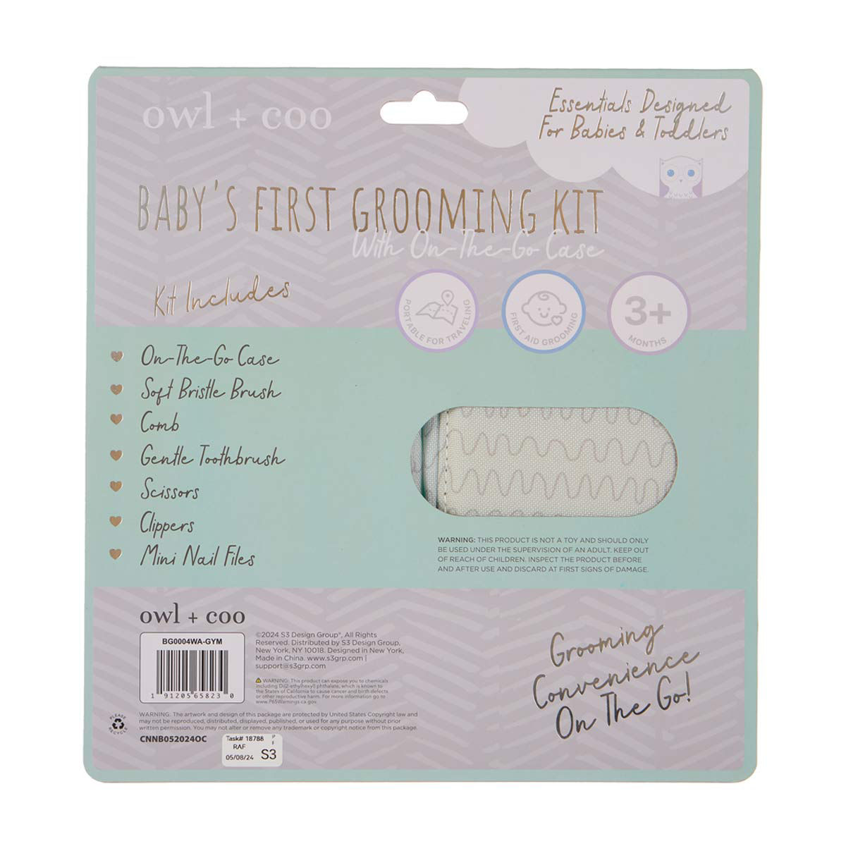 Owl + Coo 7 Piece Baby's First Grooming Kit with Case