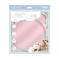 Owl & Coo 3-Section Silicone Grip Dish, Panda, Pink