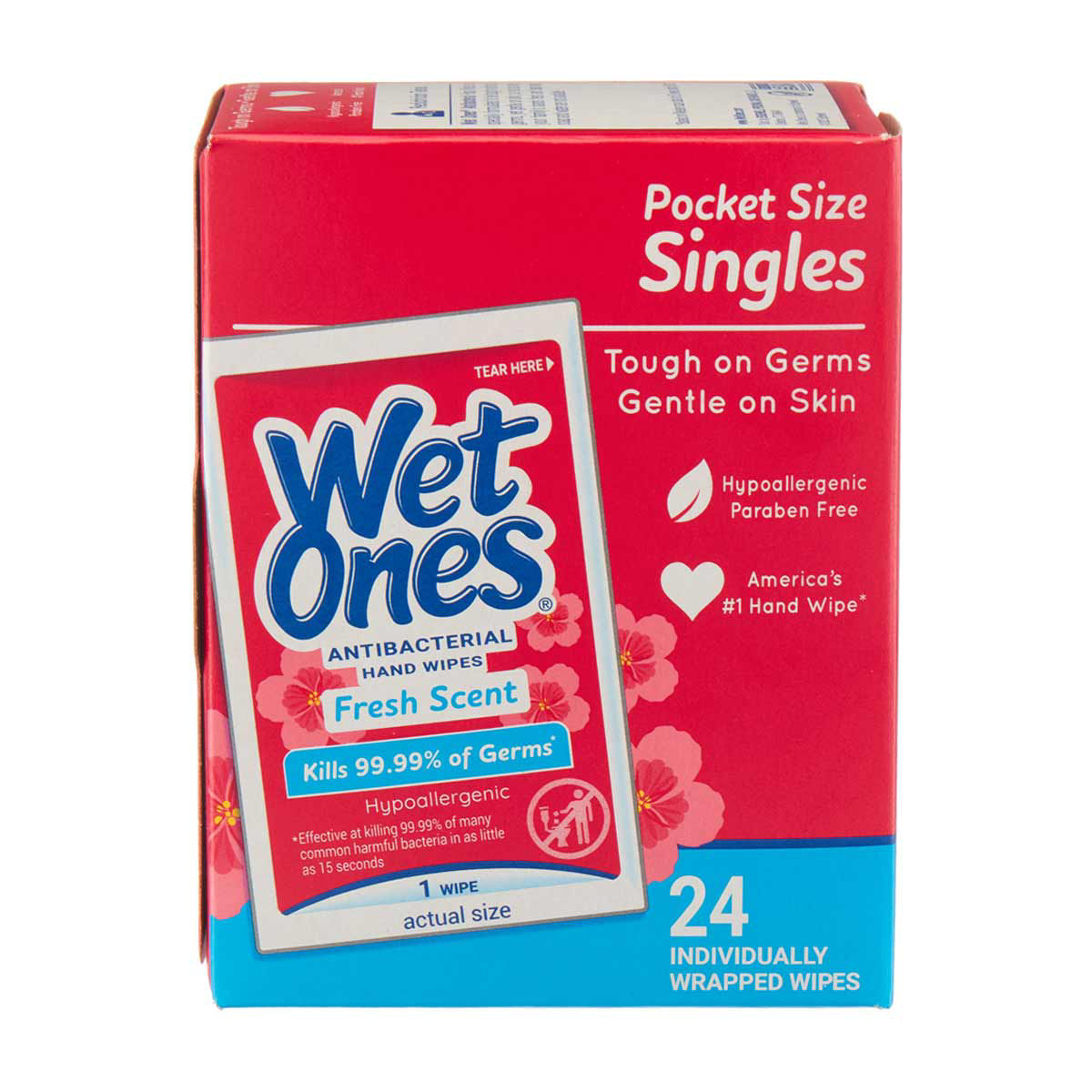 Wet Ones Antibacterial Hand Wipes, Fresh Scent, 24 ct