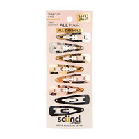 Scunci Quilted Snap Clips, Assorted, 8 ct