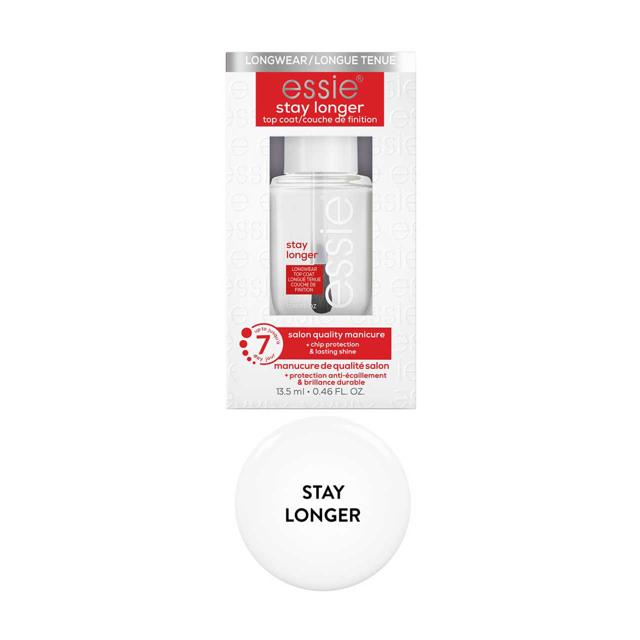 essie Stay Longer Top Coat Nail Protection, 0.46 oz