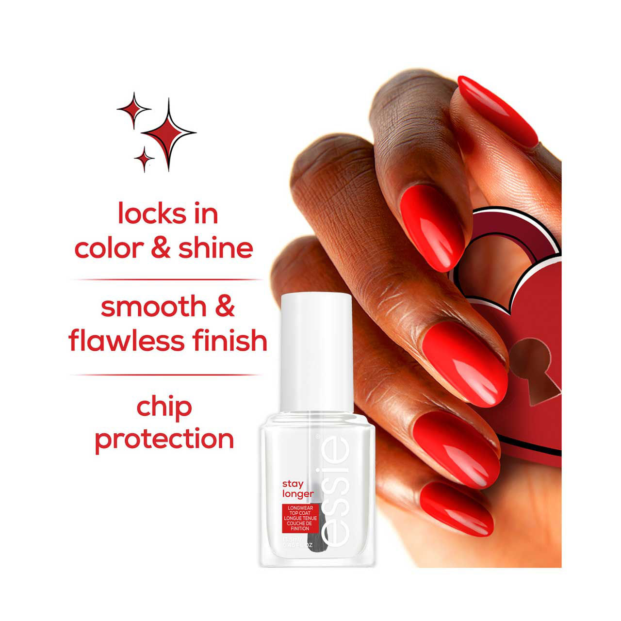 essie Stay Longer Top Coat Nail Protection, 0.46 oz