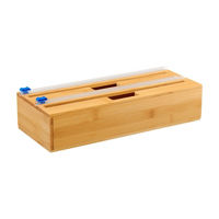 Bamboo 2 Section Foil and Plastic Wrap Organizer with Cutter