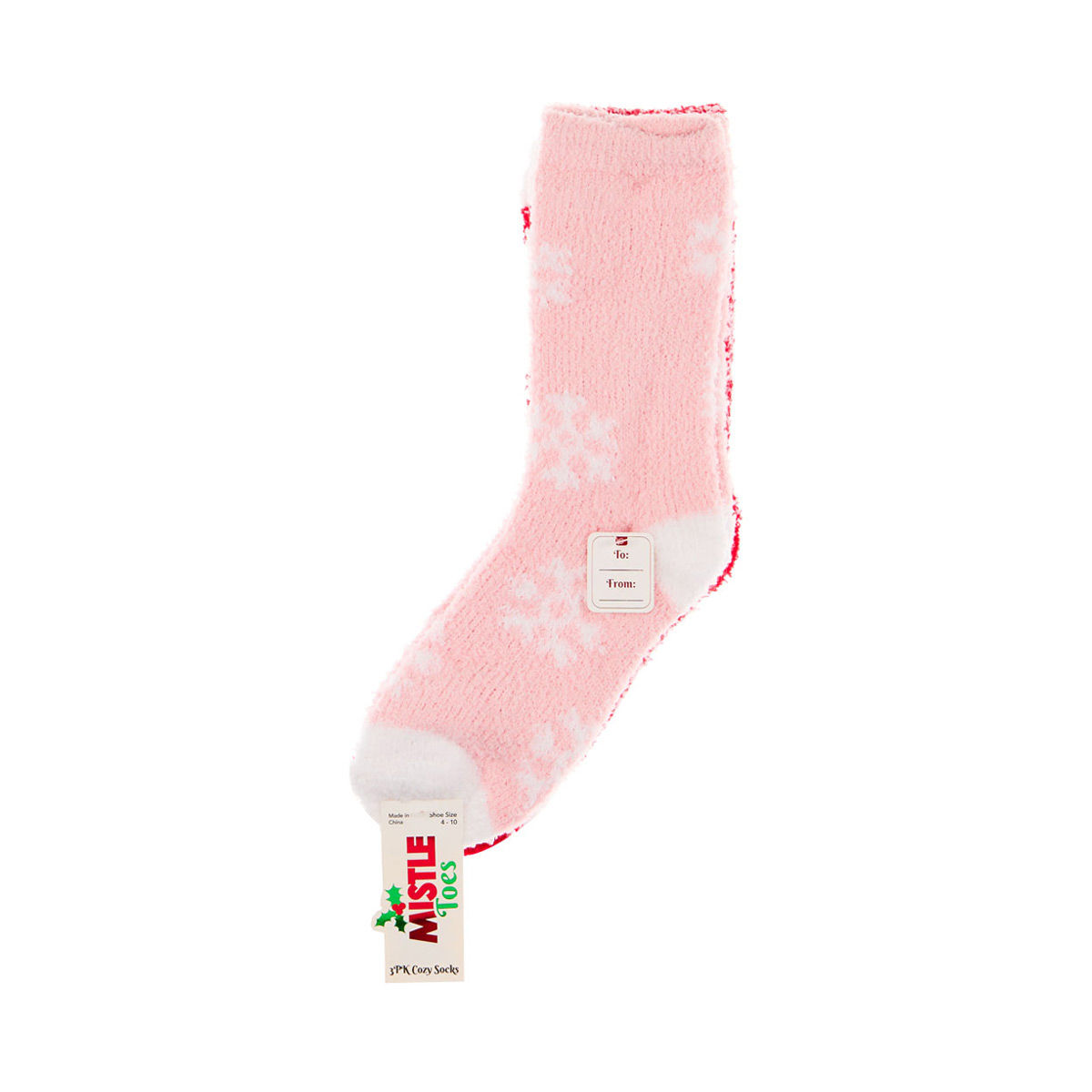 Ps 3 Pack Cozy Pink Snowflak Sleep/Int/Sock Cozy Crews Pink Snowflake 3 Count — pOpshelf penny item
