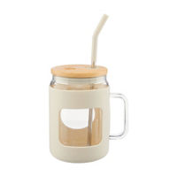 Glass Mason Jar Glass Water Bottle with Handle,