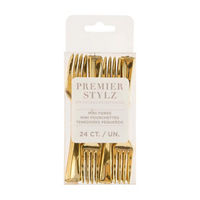 Premier Stylz Gold Plastic Mini Forks, 4 in, 24ct