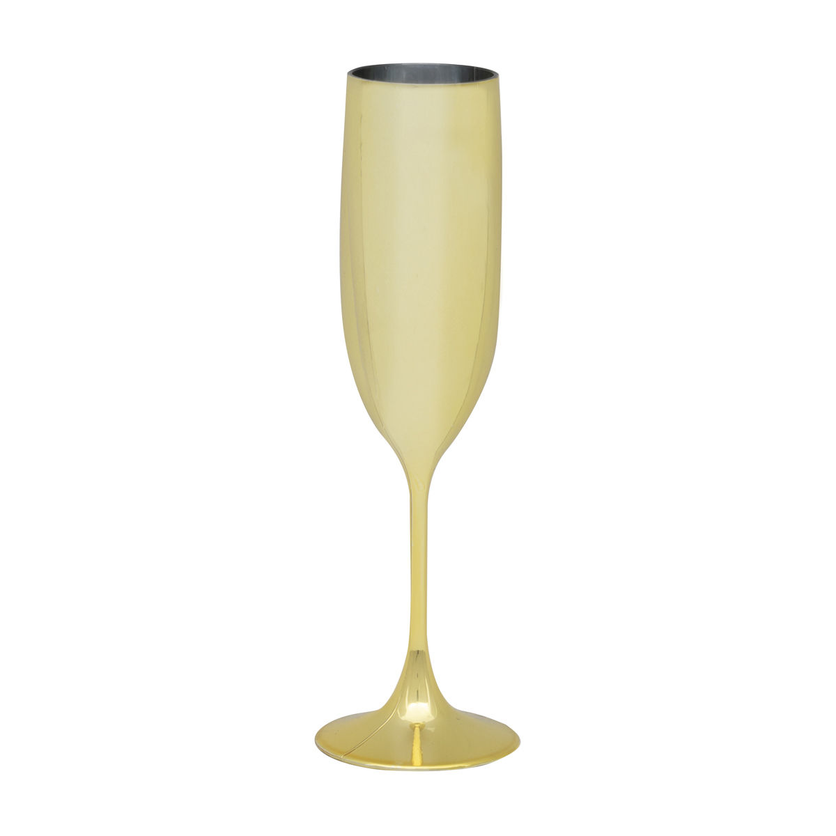 Gold Colored Reusable Plastic Champagne Flute, 7 oz