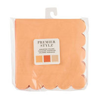Boho Peach, Coral, and Brown Assorted Scalloped Beverage Napkins, 16 ct