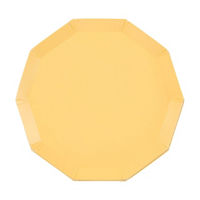 Boho Warm Yellow Decagon-Shaped Shallow Dinner Plates, 9.25 in, 8 ct