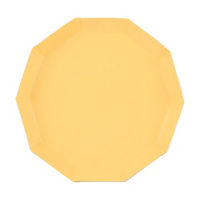Boho Warm Yellow Decagon-Shaped Shallow Dessert Plates, 8.25 in, 8 ct