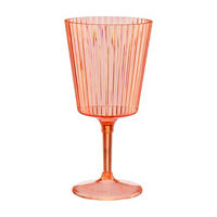 Coral Translucent Ribbed Reusable Plastic Wine Glass, 13oz,