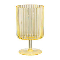Yellow Translucent Fluted Reusable Plastic Wine Glass, 12.5 oz 