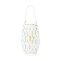White Willow Lantern with LED Candle, Small