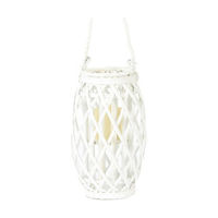 White Willow Lantern with LED Candle, Large