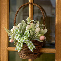 Easter Basket Wreath with Pastel Eggs