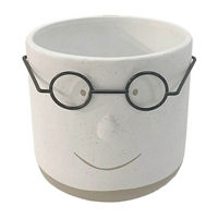 Round Face-Shaped Ceramic Planter
