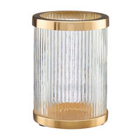 Ribbed Gold Rimmed Glass Candle Holder, Small