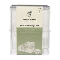 Clean Mama 5-Piece Clear Plastic Laundry Storage Set