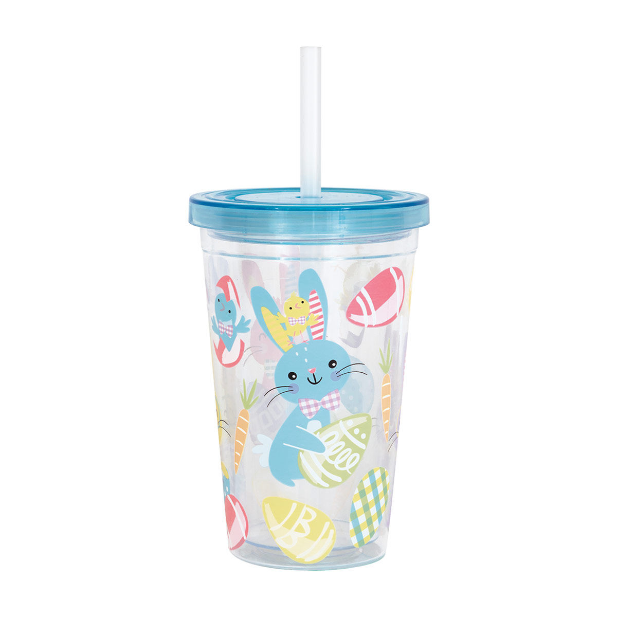 Hopping Bunnies Double-Wall Plastic 12oz Tumbler with Straw, 1 ct
