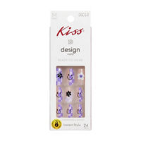 Kiss Design Press On Nails, On Vacation, Purple, Medium Coffin, 24 ct