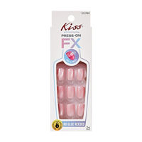 Kiss press on FX Fake Nails, Drizzle A Little Pink, Short Squoval, 24 ct