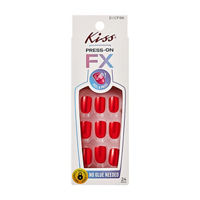 Kiss Press-On FX Fake Nails, Red, Short Squoval,