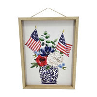 Flag & Floral Art Wall Decor, 18 in