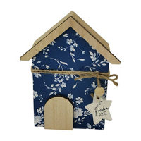 Wooden Blue Floral House Table Decor