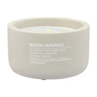 Light Gray Cement Container Candle in Woven Seagrass Scent, 7 oz