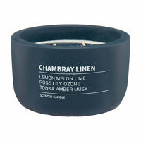 Marine Blue Cement Container Candle in Chambray Linen Scent, 9 oz