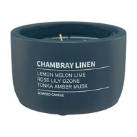 Marine Blue Cement Container Candle in Chambray Linen Scent, 14 oz