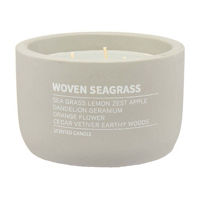 Light Gray Cement Container Candle in Woven Seagrass Scent, 14 oz