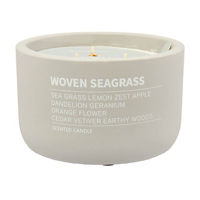 Light Gray Cement Container Candle in Woven Seagrass Scent, 25 oz