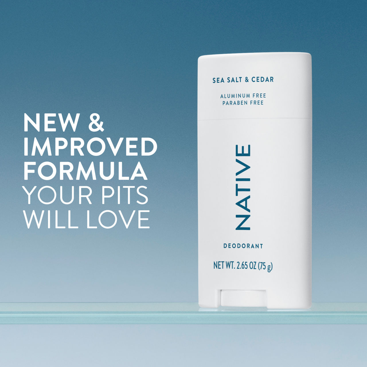 Native Aluminum Free Deodorant For Men, 72 Hour Solid Deodorant Stick, Sea Salt & Cedar, 2.65 oz