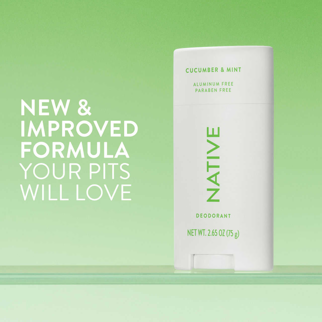 Native Aluminum Free Deodorant For Women, 72 Hour Solid Deodorant Stick, Cucumber & Mint, 2.65 oz