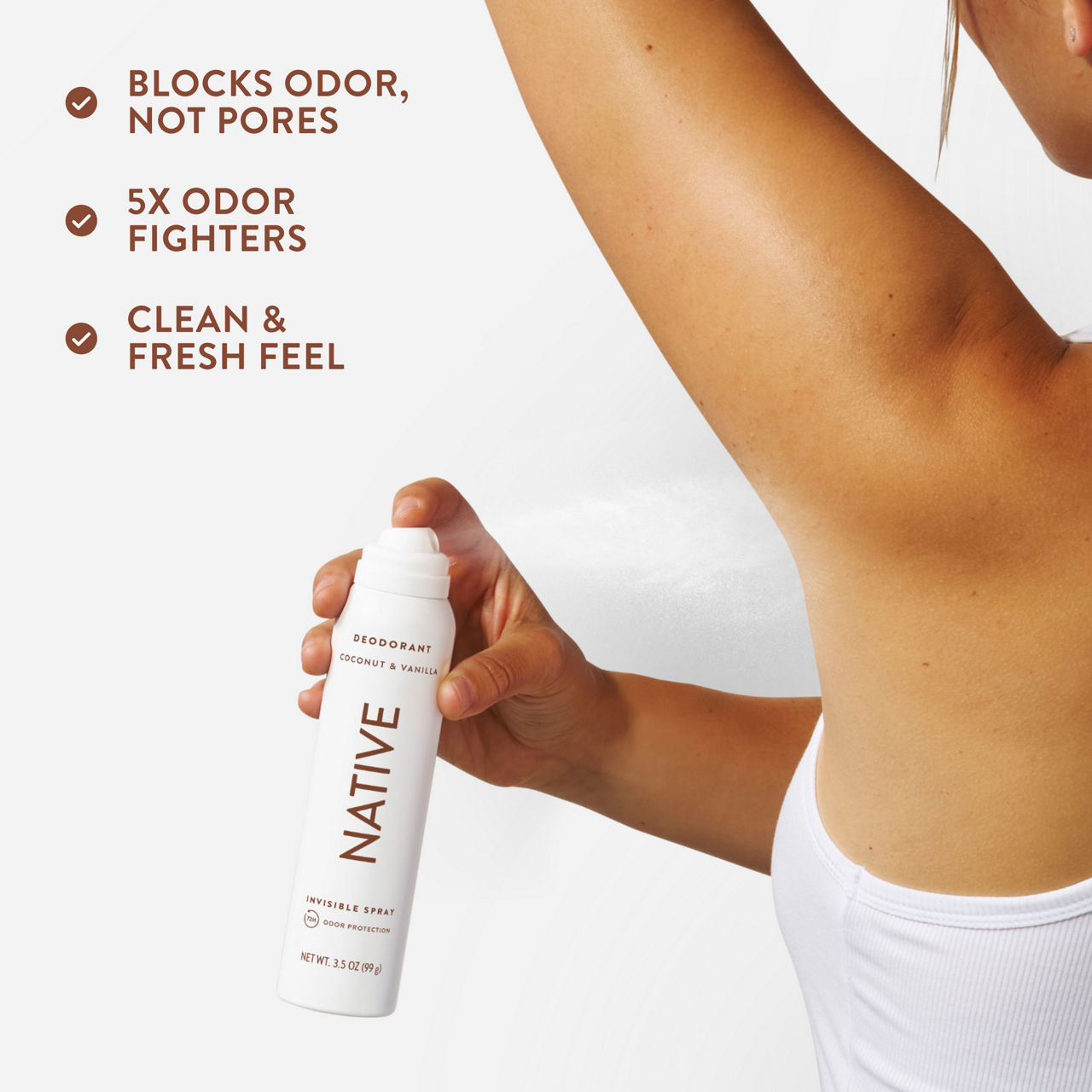 Native Aluminum Free Deodorant Spray For Men, 72 Hour Deodorant Spray, Coconut & Vanilla, 3.5 fl oz