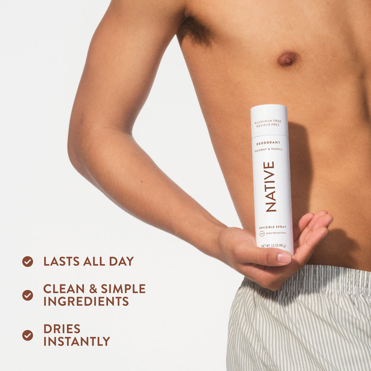 Native Aluminum Free Deodorant Spray For Men, 72 Hour Deodorant Spray, Coconut & Vanilla, 3.5 fl oz