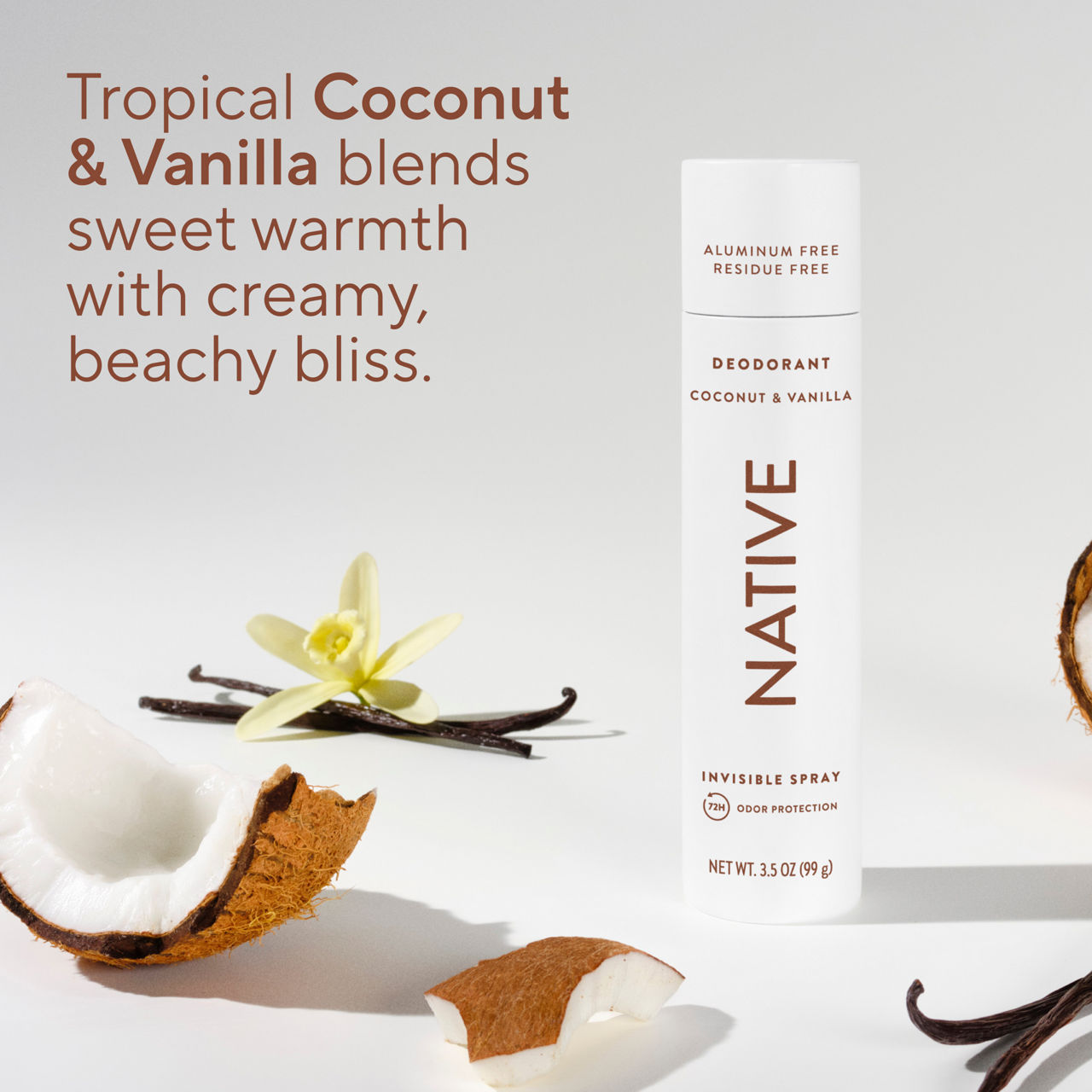 Native Aluminum Free Deodorant Spray For Men, 72 Hour Deodorant Spray, Coconut & Vanilla, 3.5 fl oz