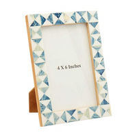 Geometric Picture Frame, 4 in x 6 in, White and Blue
