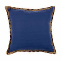 Texture Pillow with Jute Trim, Blue 