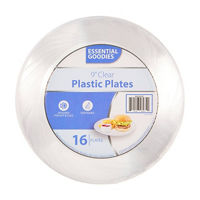 Essential Goodies Plastic Plates, Clear, 9 in, 16