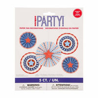 Unique Party! Classic Americana Assorted Paper Fan Decorations, 5 ct