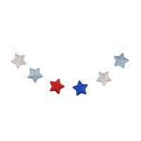 Patriotic Mini Star Glitter Fabric Garland 7 ft