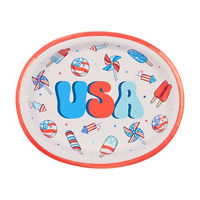 Retro USA Oval Plates, 12 in, 8 ct