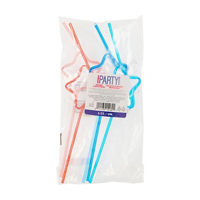 Patriotic Star-Shaped Reusable Plastic Straws, Set of 6