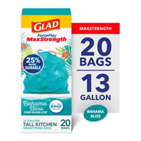 Glad ForceFlex MaxStrength Scented Tall Kitchen Trash Bags, 13 Gallon, 20 Bags