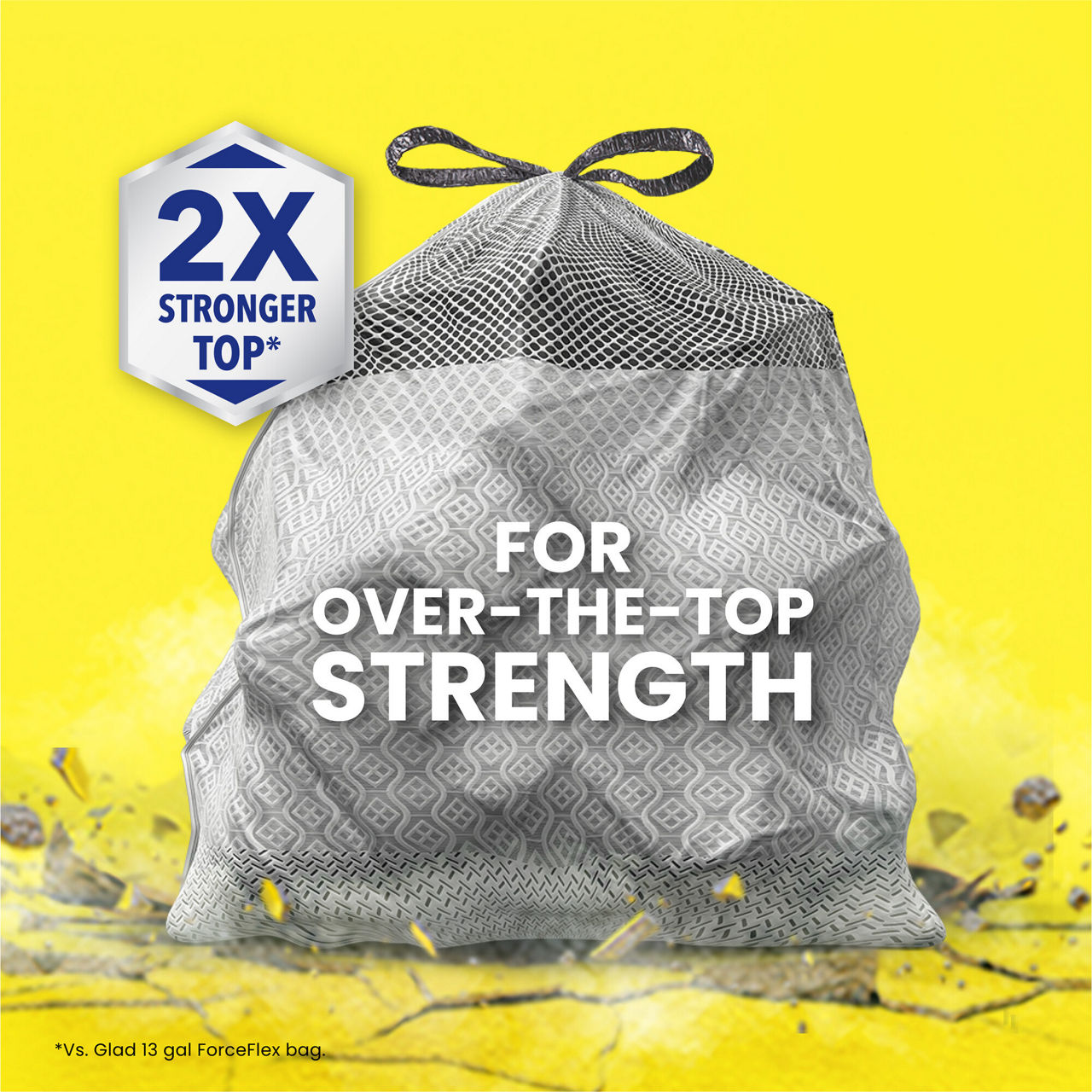 Glad ForceFlex MaxStrength Drawstring Trash Bags, 13 Gallon, Odor Shield, 20 ct